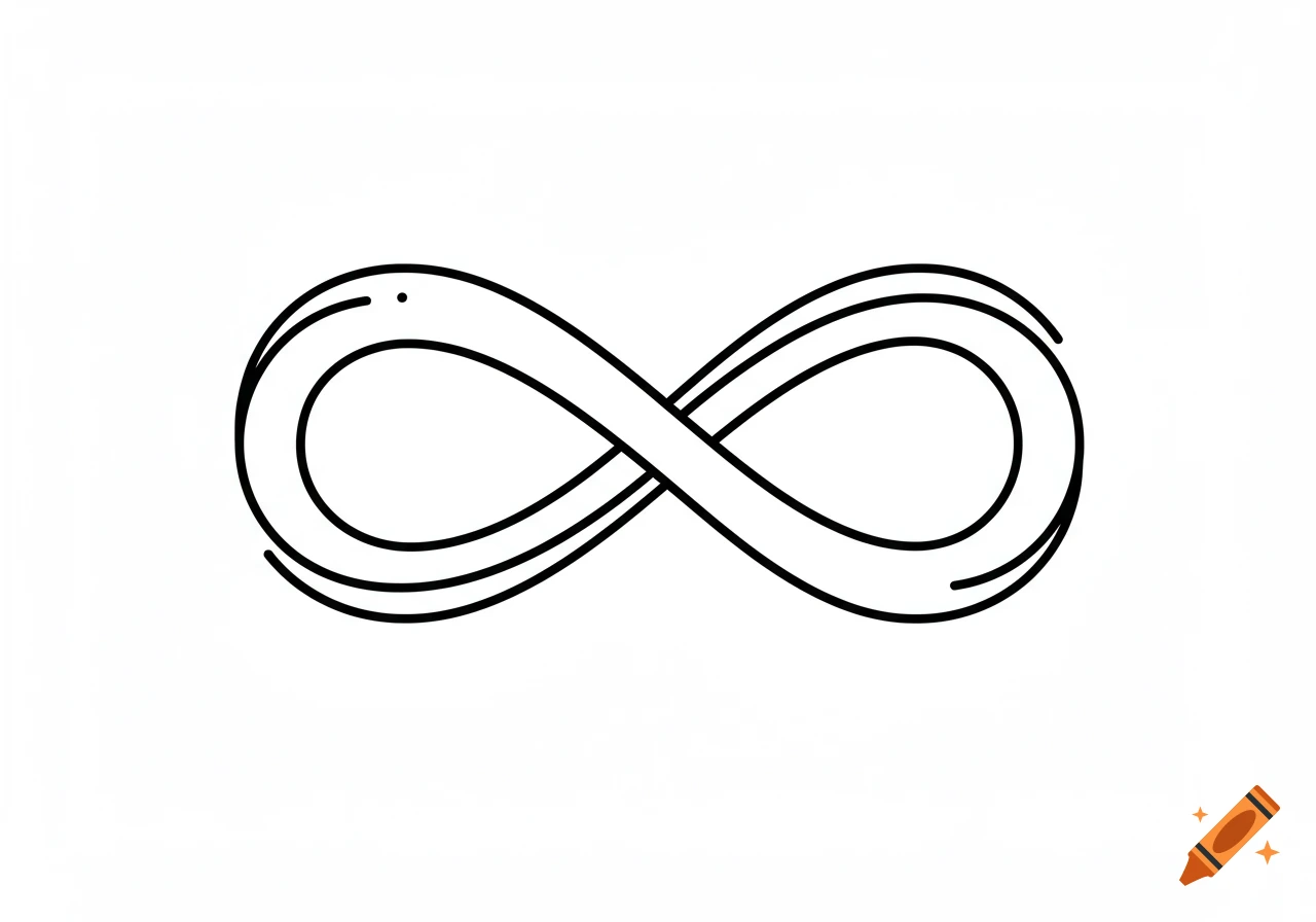 A minimalist black outline drawing of an infinity symbol.