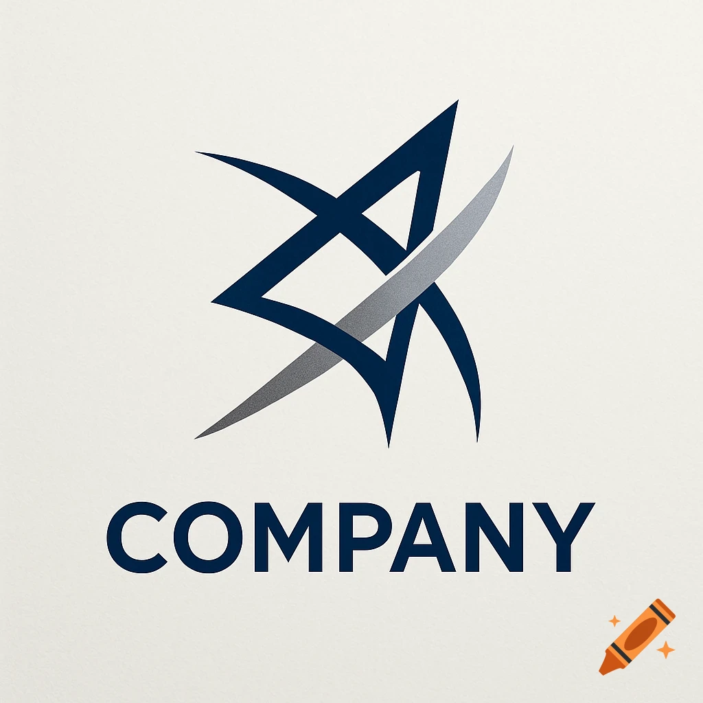 A modern corporate logo featuring abstract blue and gray shapes above the word 'COMPANY' in dark blue capital letters on a light background.