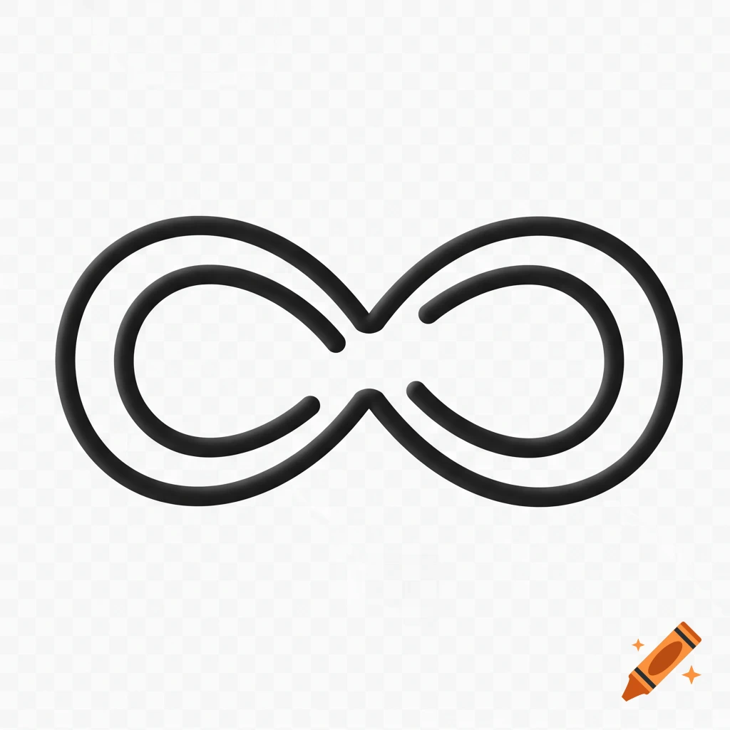 A black 3D-rendered infinity symbol on a transparent background.