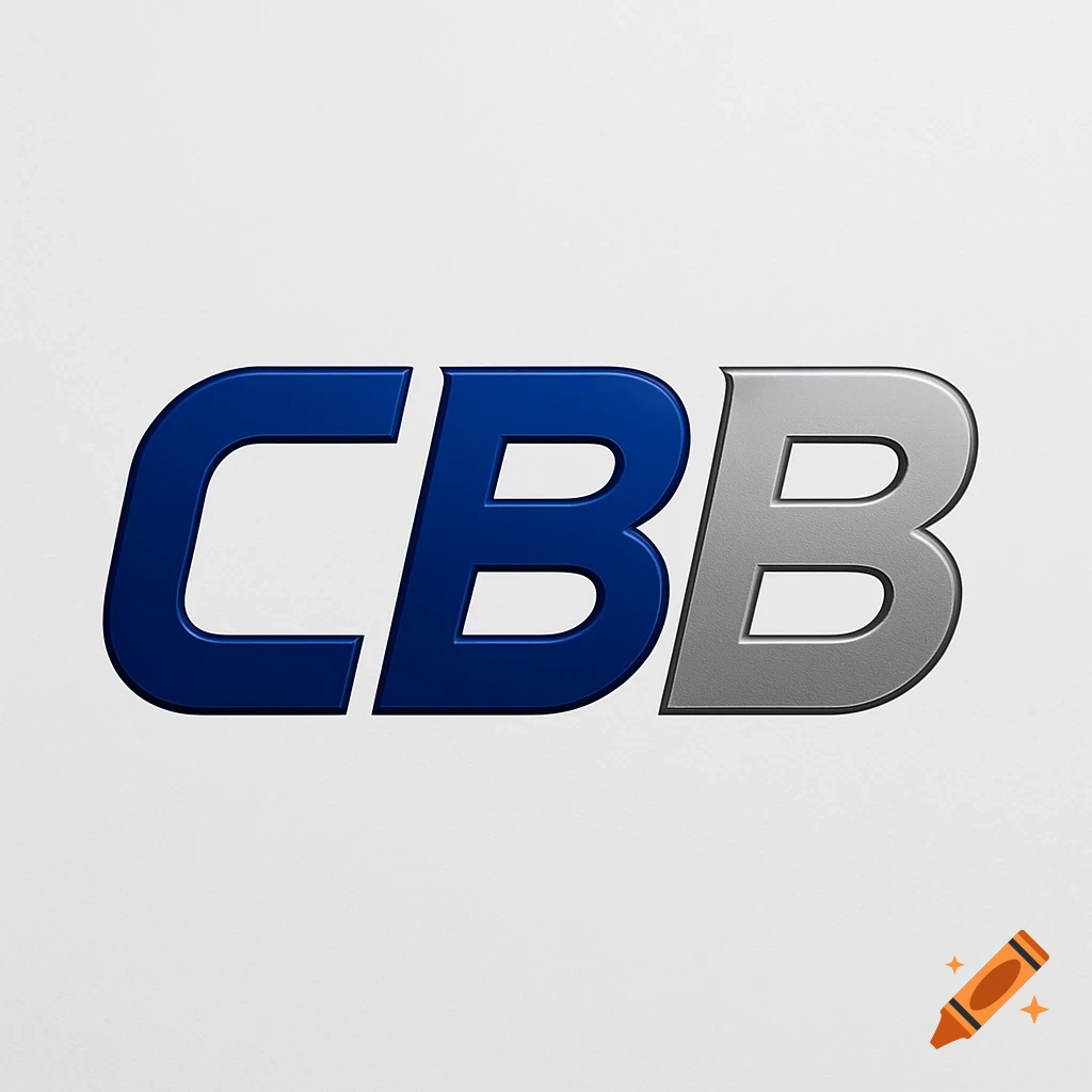 Logo with metallic blue 'CB' and metallic gray 'B' on a white background.