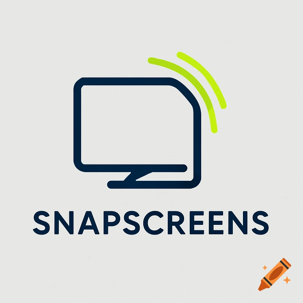 A vector logo of a dark blue computer monitor with green signal waves, and the text 'SNAPSCREENS' below, on a light gray background.