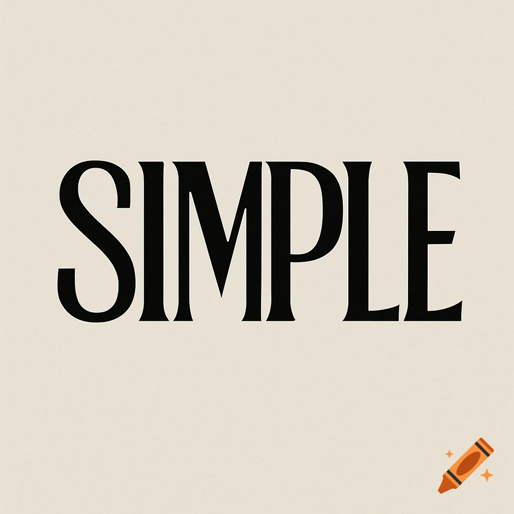 The word SIMPLE in bold black serif letters on a light beige background.