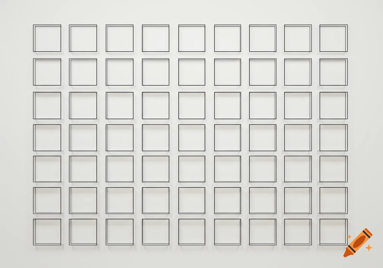 A minimalist grid of black outlined squares on a white background.
