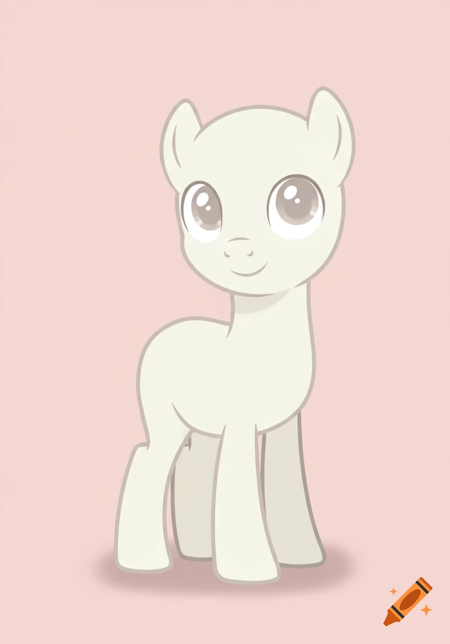 A white My Little Pony style character base with large eyes on a light pink background.
