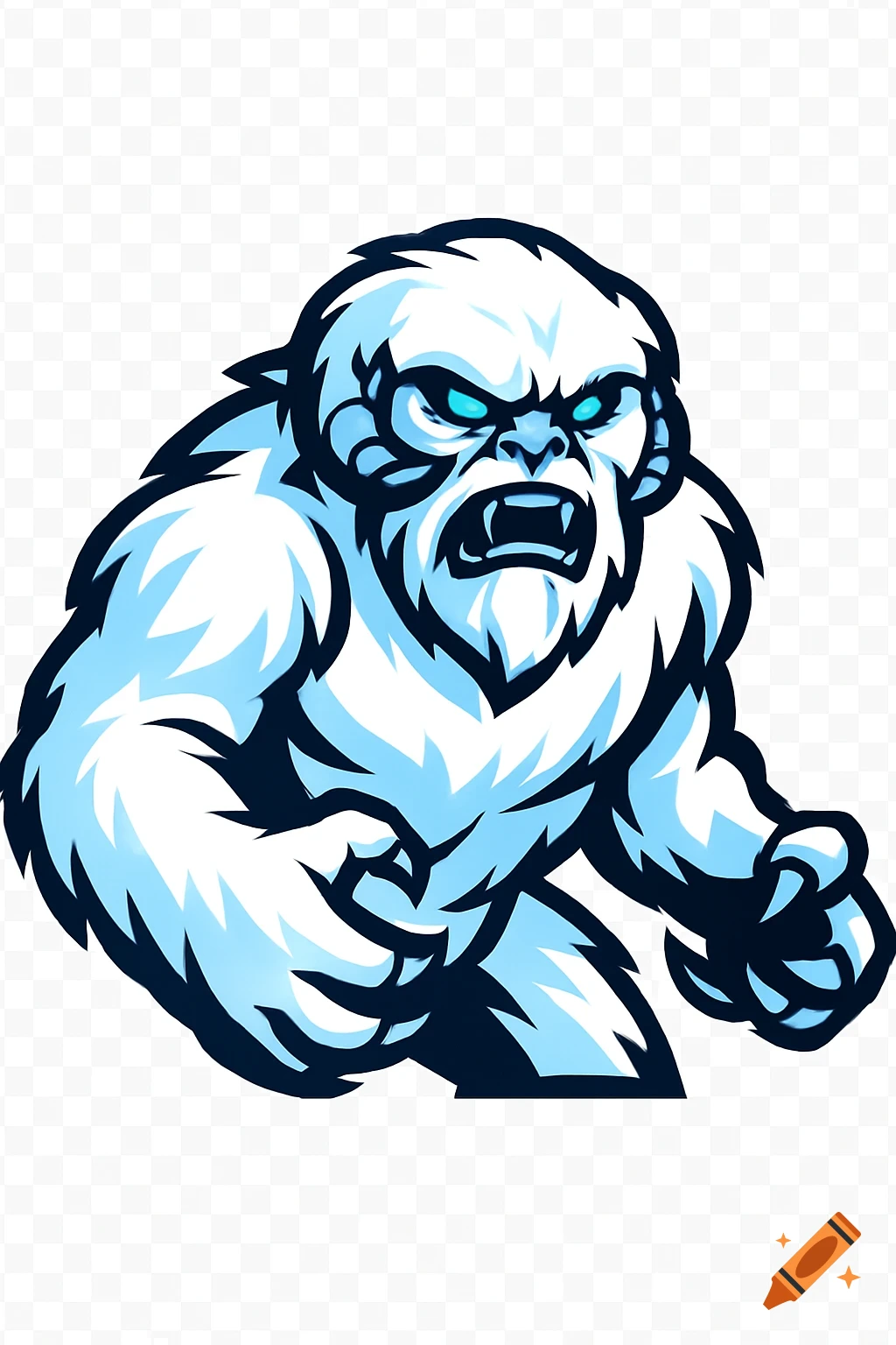 NFL-style logo of a fierce Wampa with white fur, icy blue accents, and glowing blue eyes in an aggressive pose.