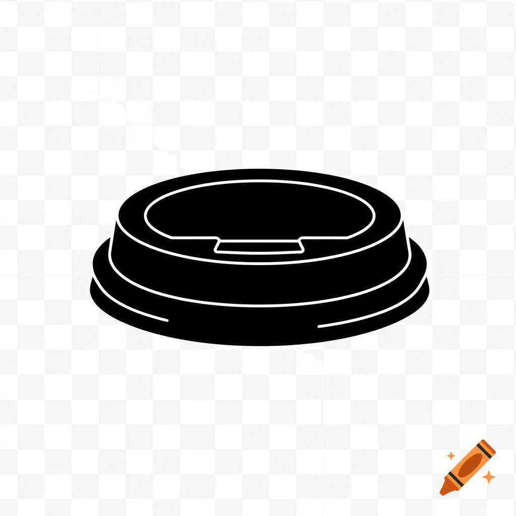 A black coffee cup lid vector illustration on a transparent background.
