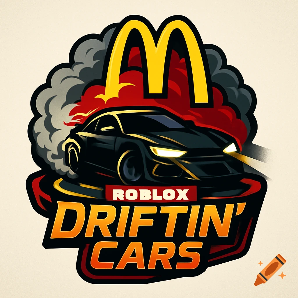 A stylized game logo featuring a black sports car drifting, with the McDonald's golden arches and text 'ROBLOX DRIFTIN' CARS'.
