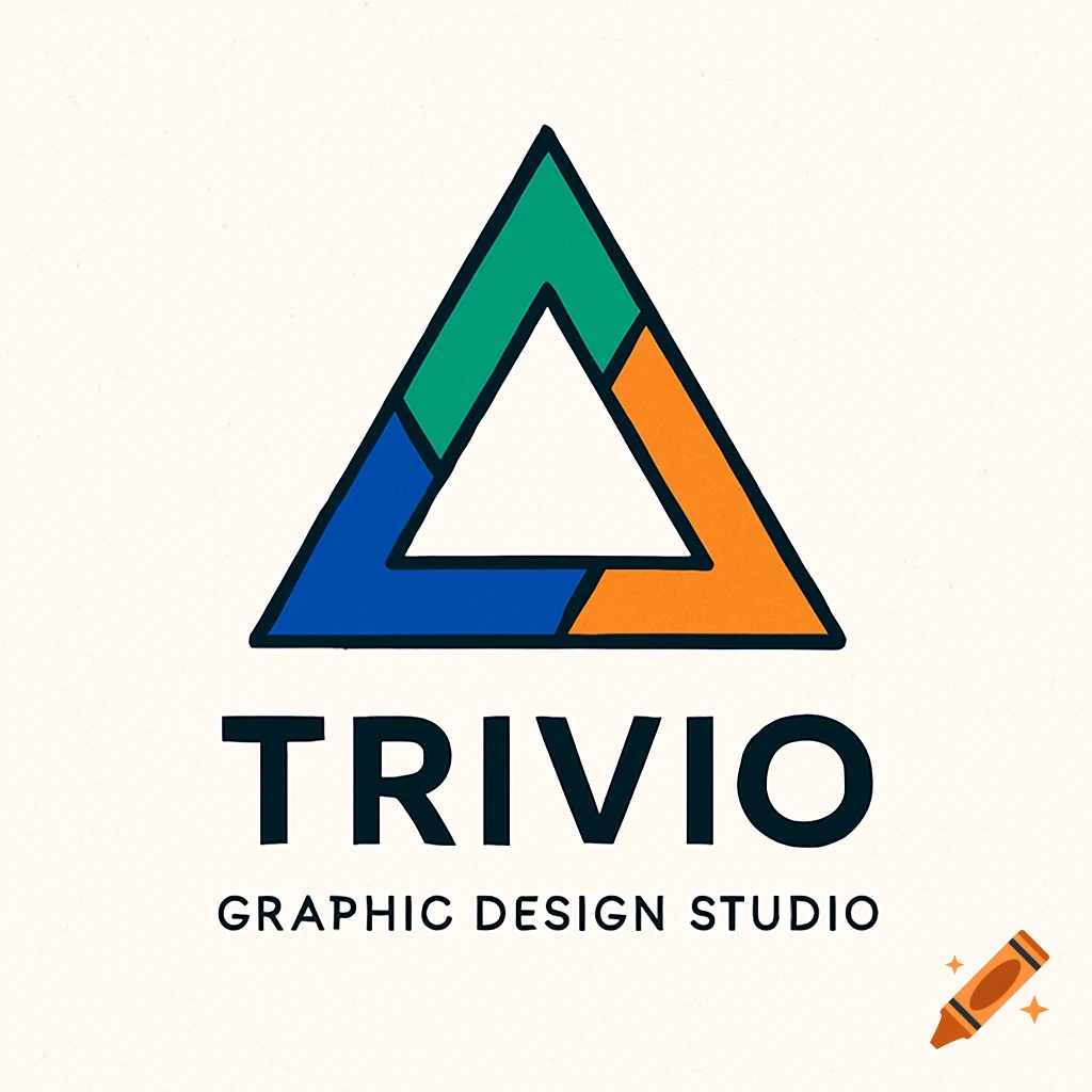 Logo for Trivio Graphic Design Studio: a multi-colored triangle with an inner white triangle, and text 'TRIVIO GRAPHIC DESIGN STUDIO'.