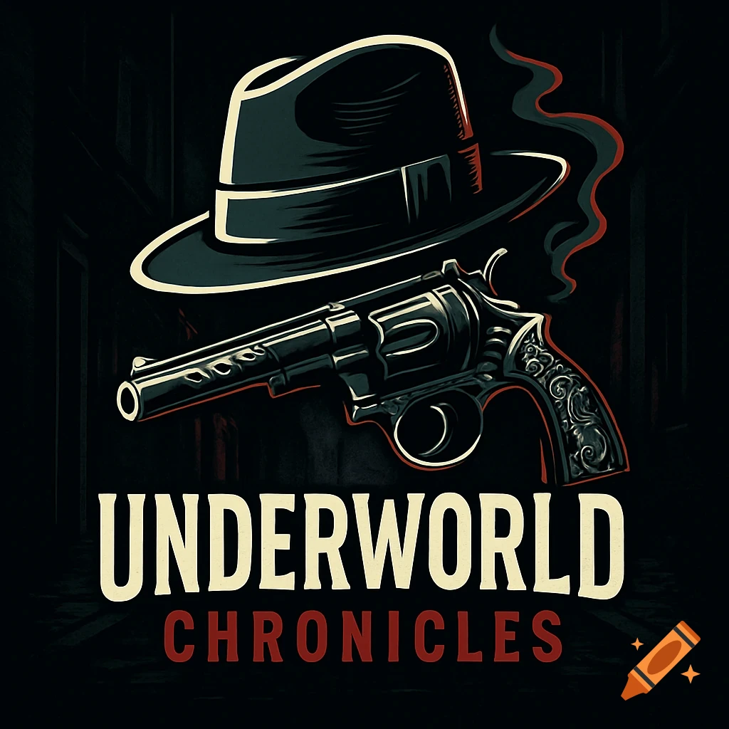 A stylized illustration of a black fedora hat and a revolver with text 'UNDERWORLD CHRONICLES'.