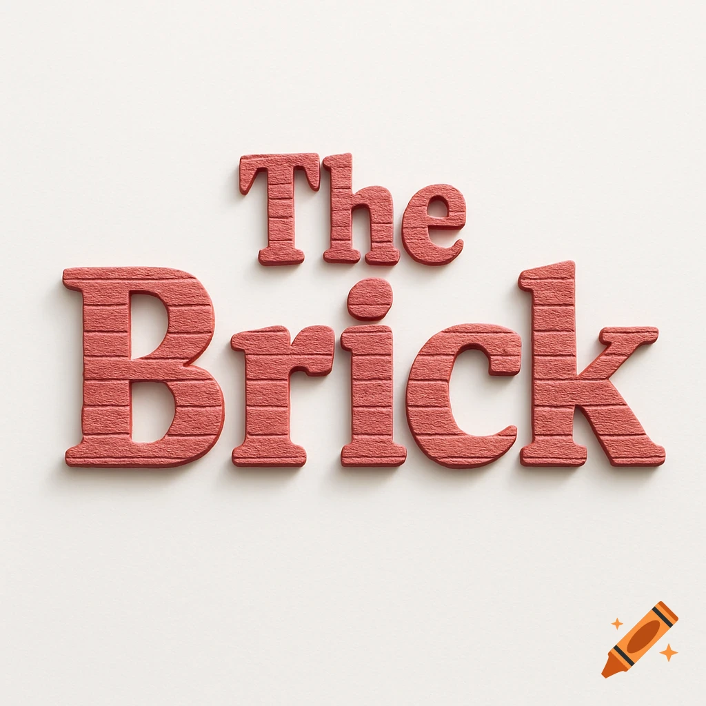 The words 'The Brick' rendered in red brick texture on a plain white background.