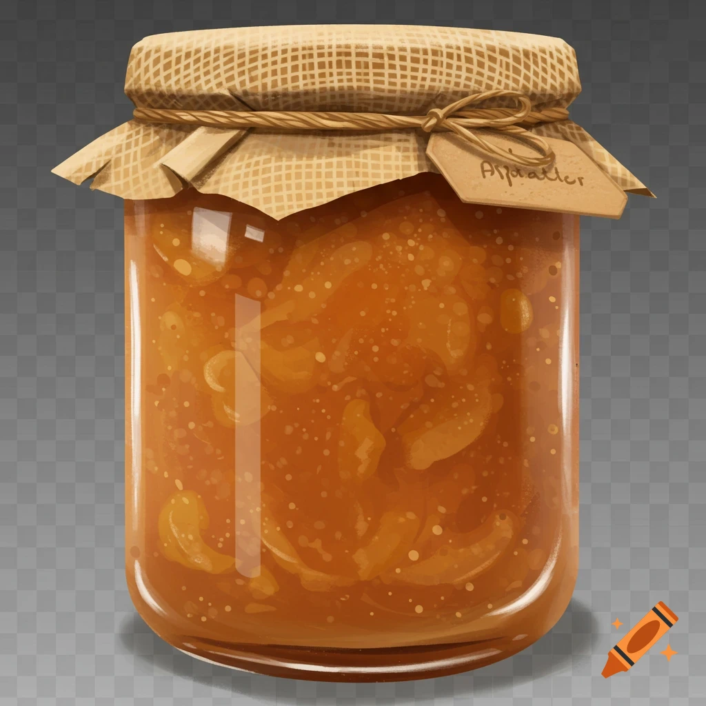 A close-up illustration of a jar of apple butter with a transparent background.