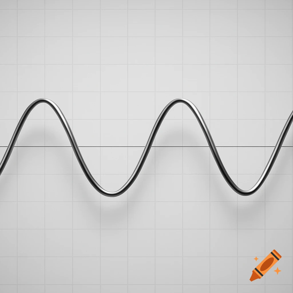 A metallic sine wave on a grid background.