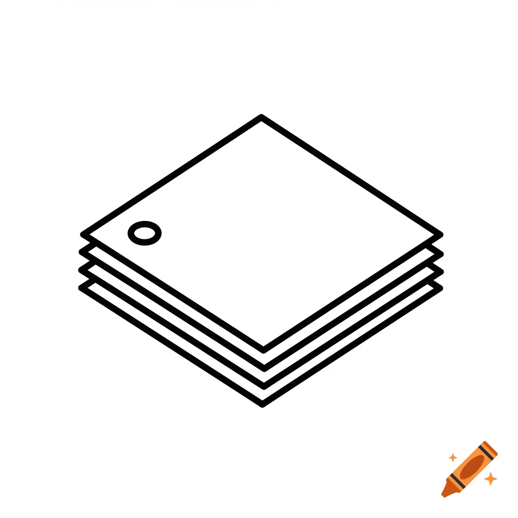 Black and white line icon of a stack of fanfold labels.