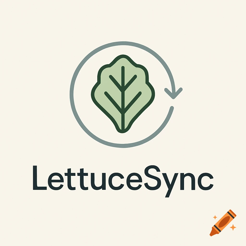 Minimalist logo for LettuceSync featuring a green leaf inside a circular arrow.