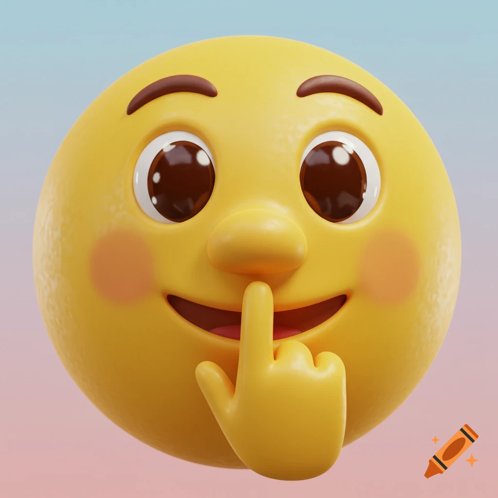 A 3D yellow emoji with a finger in its left nostril, smiling with wide eyes.