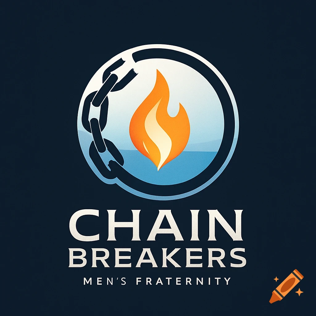 A logo featuring a broken chain and a flame within a circle, with the text 'CHAIN BREAKERS MEN'S FRATERNITY' below it.