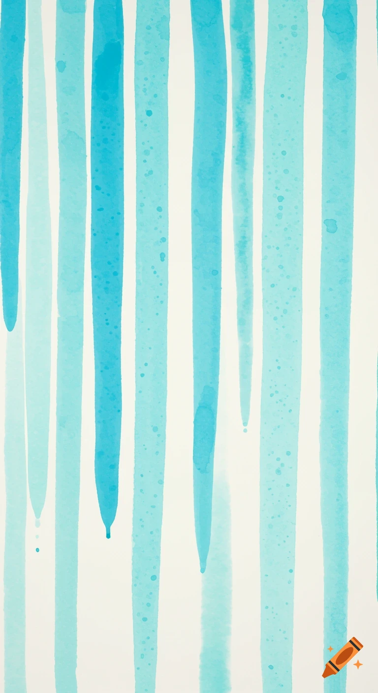 Vertical watercolor brushstrokes in shades of aqua blue on a white background.