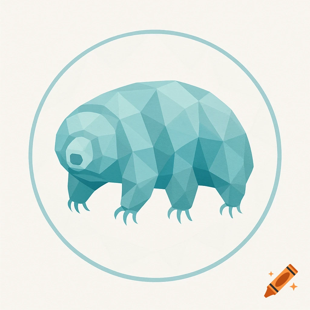 A blue geometric tardigrade logo within a light blue circle.