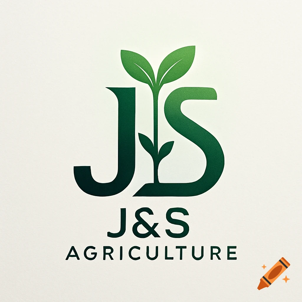 A logo with the letters J and S in green, featuring a plant sprout growing from the J and intertwining with the S. Below, the text "J&S AGRICULTURE" is displayed in dark green.