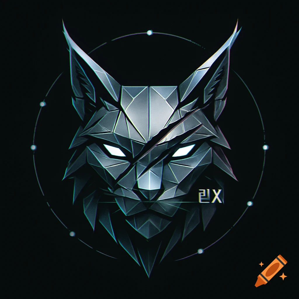 A sleek, futuristic logo of a lynx face made of sharp geometric lines with glowing eyes and the Korean characters '린X' on a dark background.