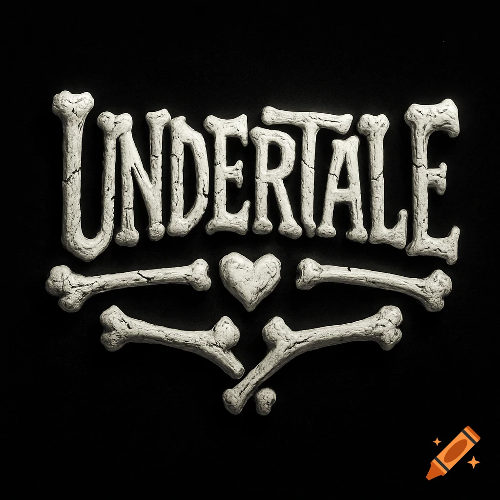 The word 'UNDERTALE' in bone-like letters above decorative bones and a heart on a black background.