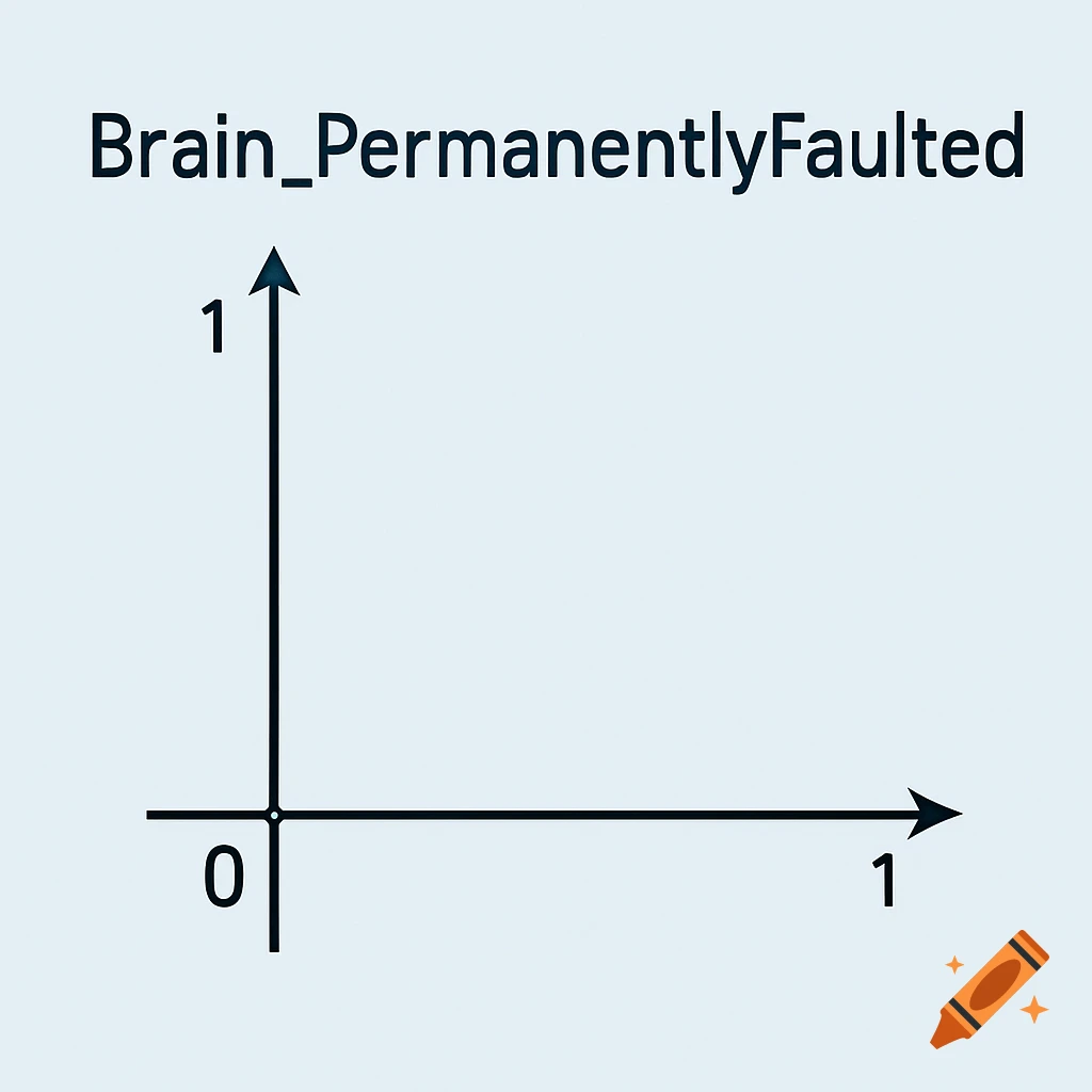 A minimalist graph with x and y axes, marked with 0 and 1, titled 'Brain_PermanentlyFaulted'.