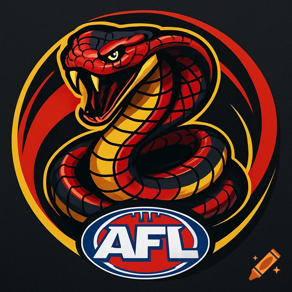 A stylized red, yellow, and black AFL logo featuring a cobra snake.