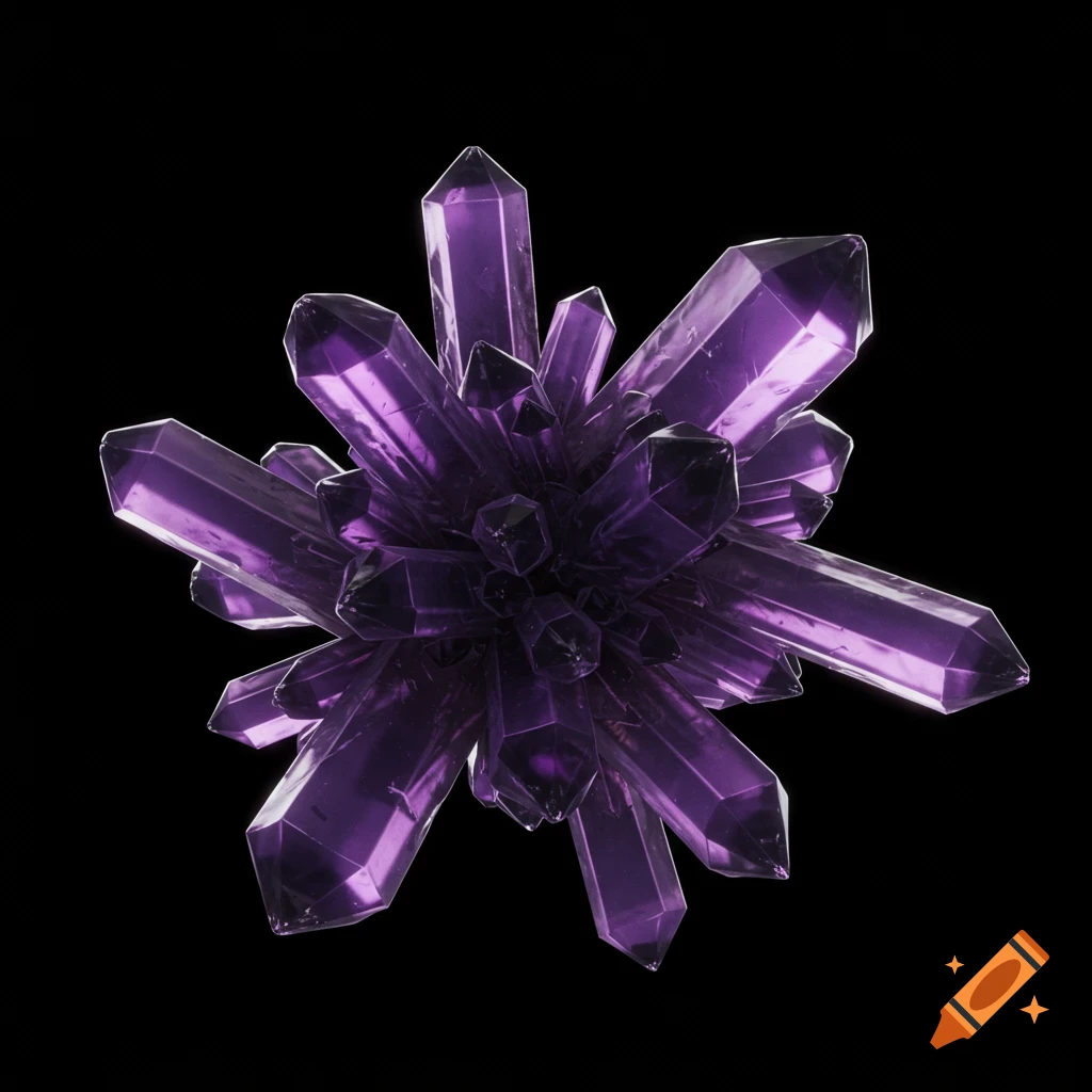A cluster of vibrant purple crystals with sharp facets, illuminated against a stark black background.
