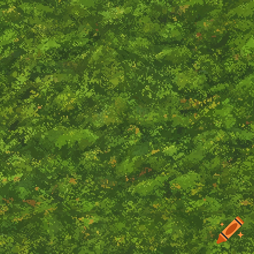 Pixel art seamless texture of green moss and foliage.