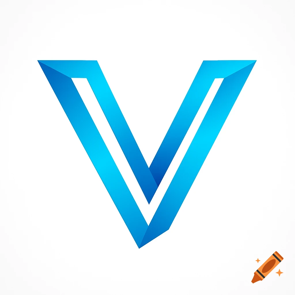 A stylized cyan blue letter V logo on a white background.