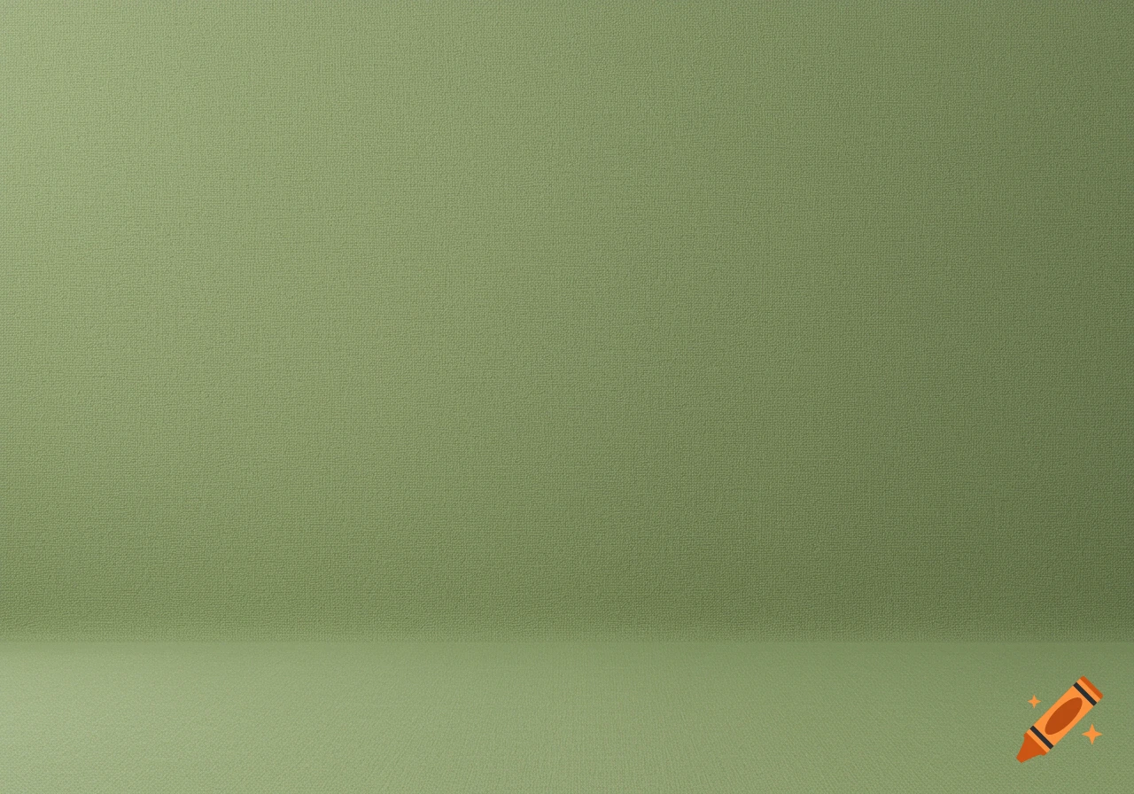 A textured sage green studio background with a corner where a wall meets a floor.