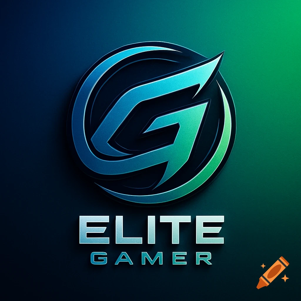 A bold, metallic blue and green gaming logo featuring a stylized 'G' within a circle, with 'ELITE GAMER' text below.