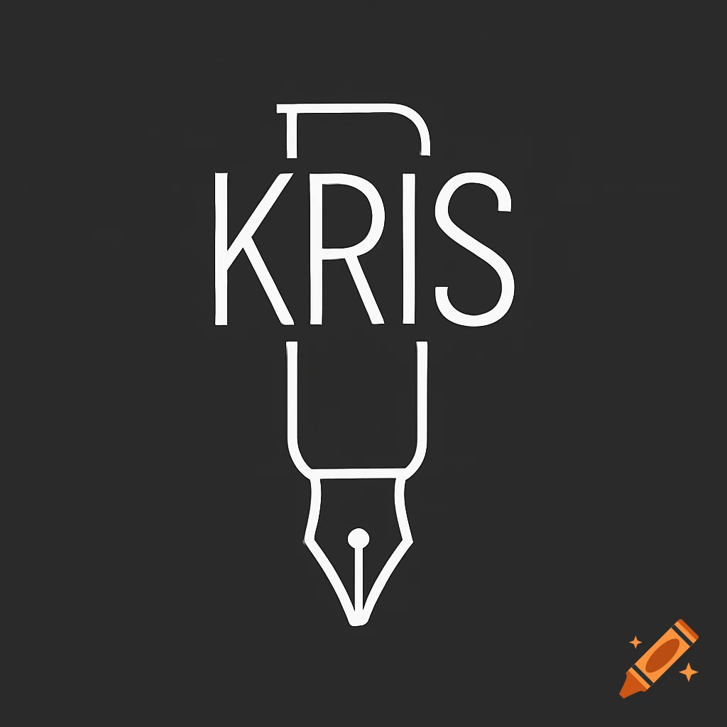 A white logo featuring the word KRIS forming the shaft of a fountain pen, on a dark background.