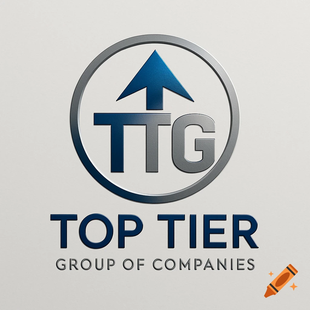 Logo for Top Tier Group of Companies featuring the initials TTG inside a circle with an upward arrow, and the full name below.