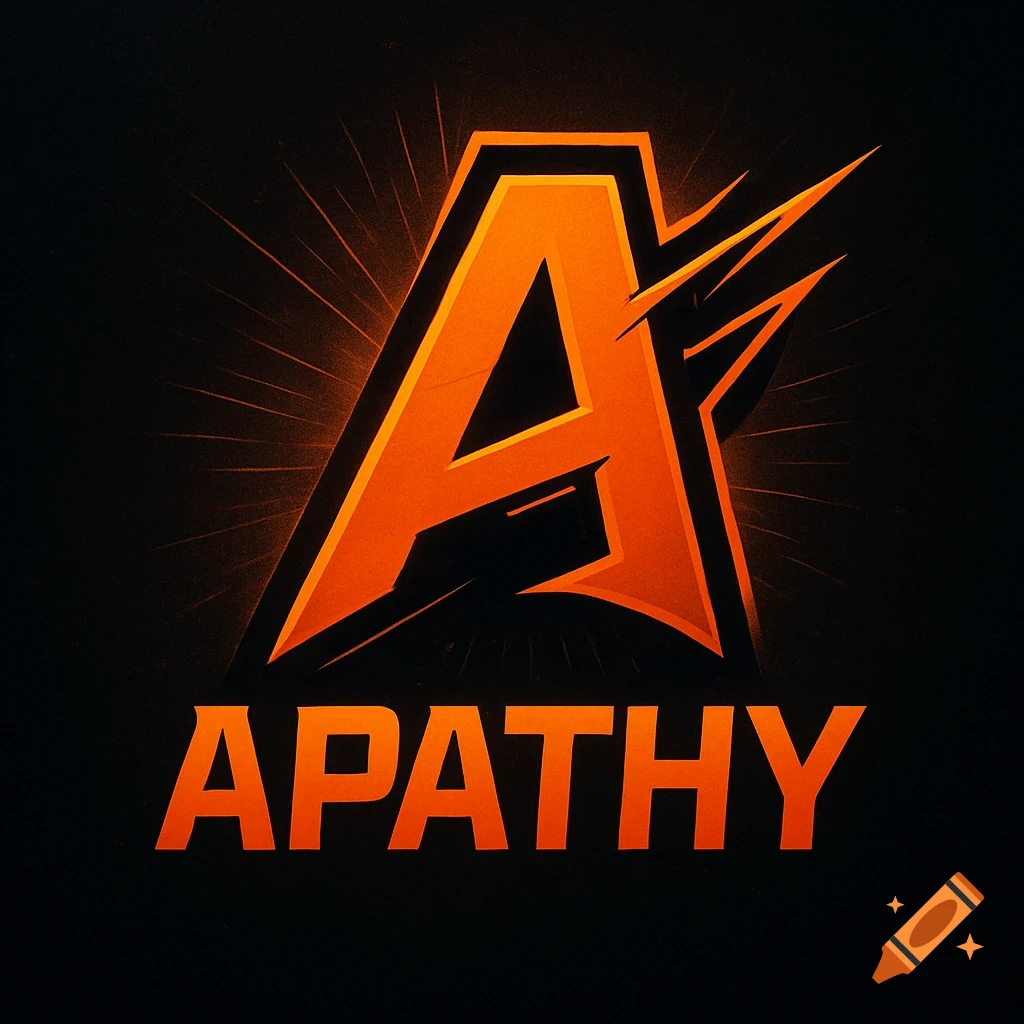 Orange gaming logo with a stylized letter A and the word 'APATHY' below it on a black background.