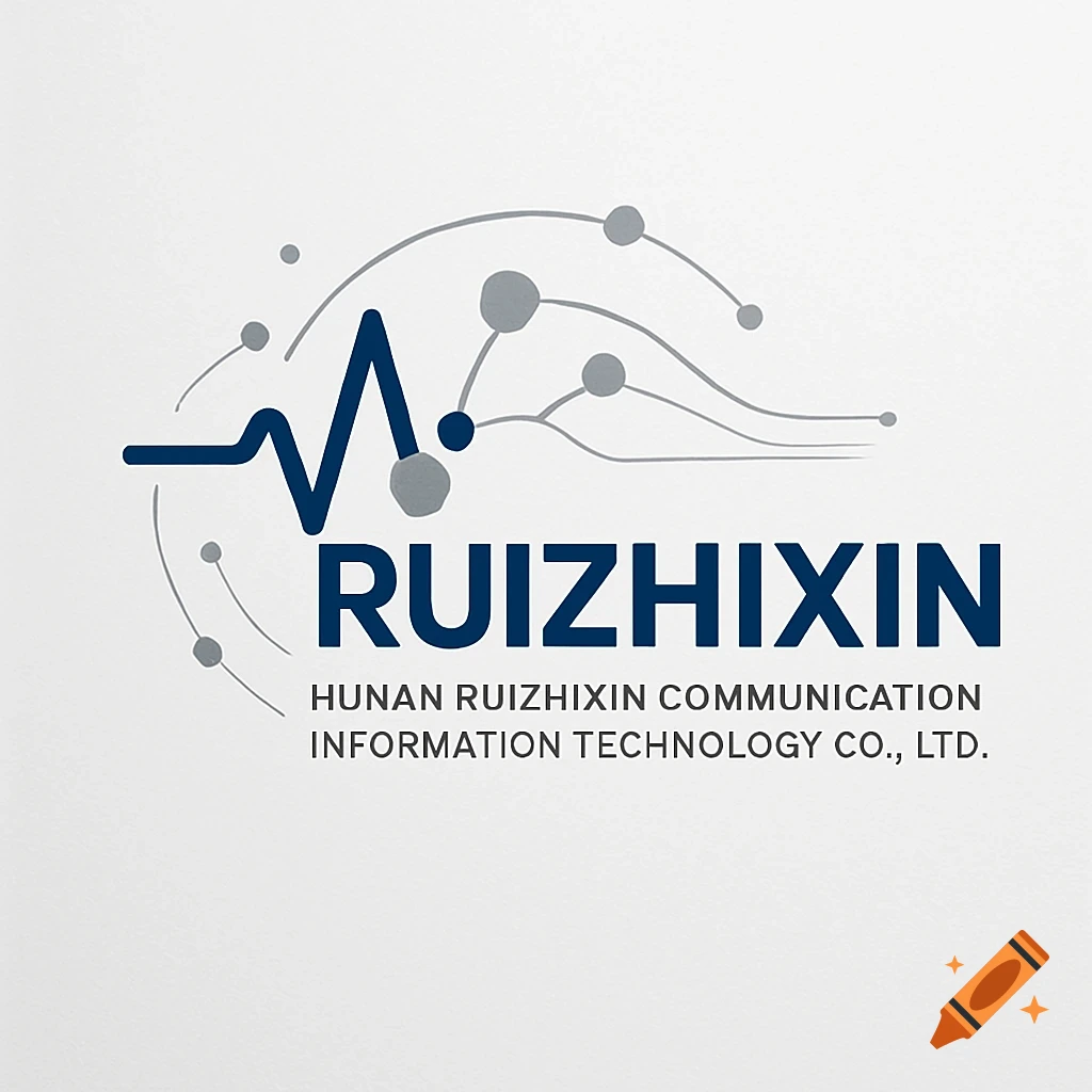 A blue and grey logo featuring a stylized network or heartbeat symbol above the text RUIZHIXIN Hunan Ruizhixin Communication Information Technology Co., Ltd.