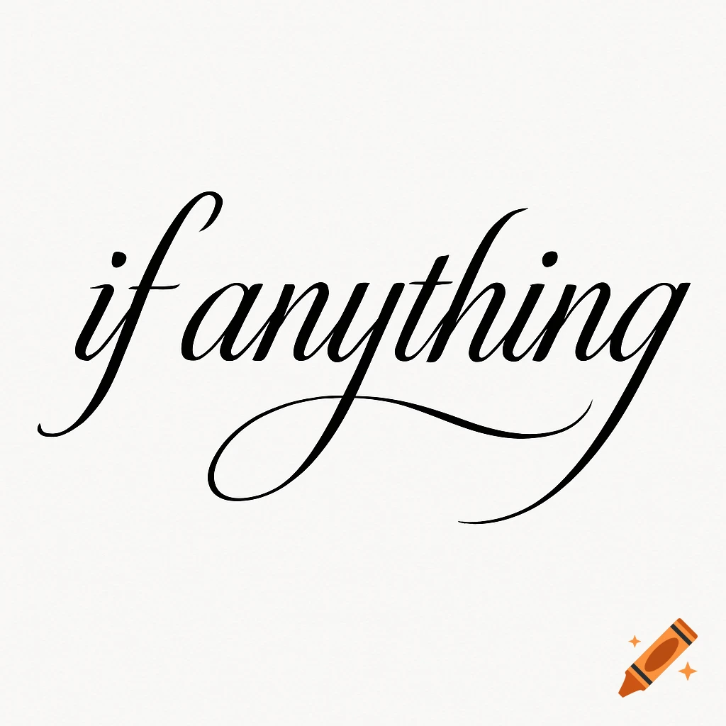 The words "if anything" written in elegant black script on a plain white background.