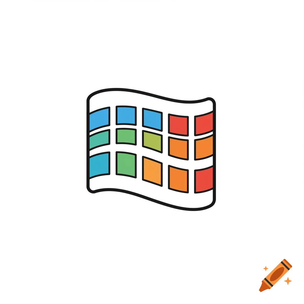 A wavy icon of colorful squares in a grid pattern with a black outline.