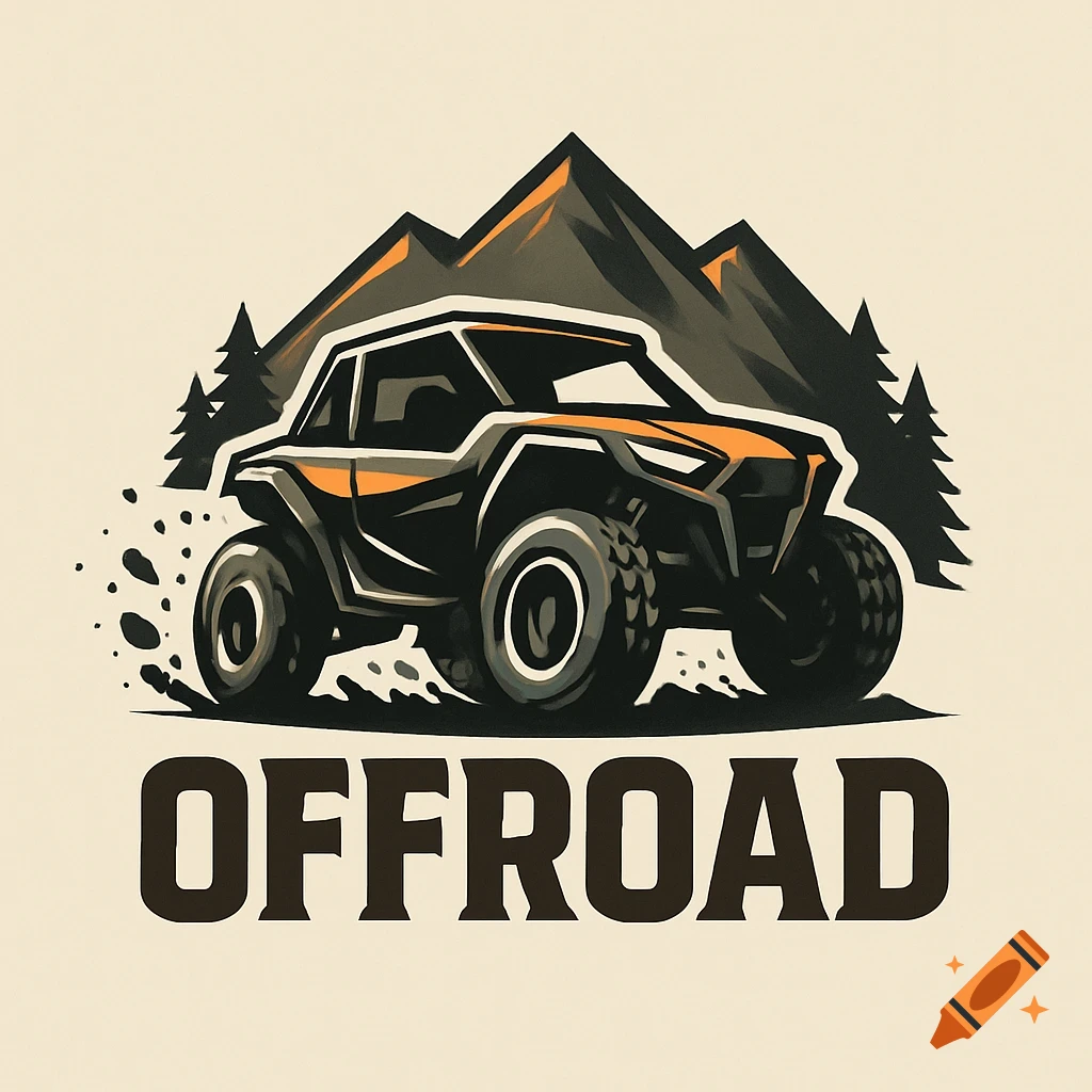 A stylized logo featuring an off-road vehicle against a backdrop of mountains and trees, with the word OFFROAD below it.