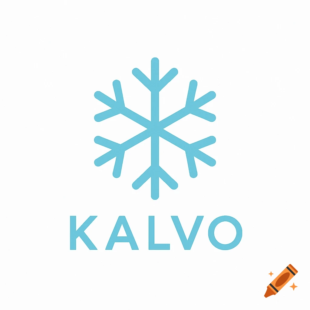 A light blue snowflake icon above the light blue word "KALVO" on a white background.