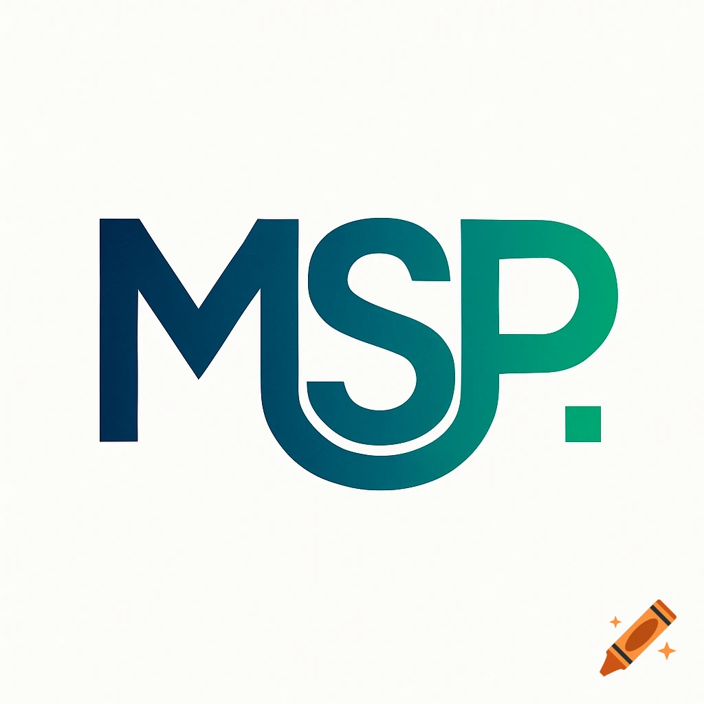A simple MSP logo with a gradient from dark blue to green. The letters S and P are stylized and connected, with a small green square.