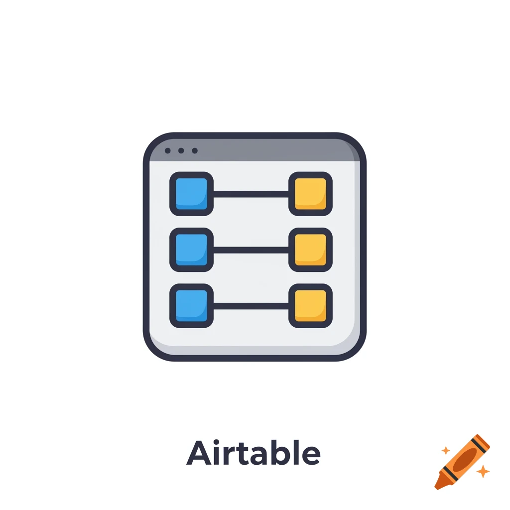 An icon representing Airtable, showing a window with blue and yellow slider controls and the text 'Airtable' below.