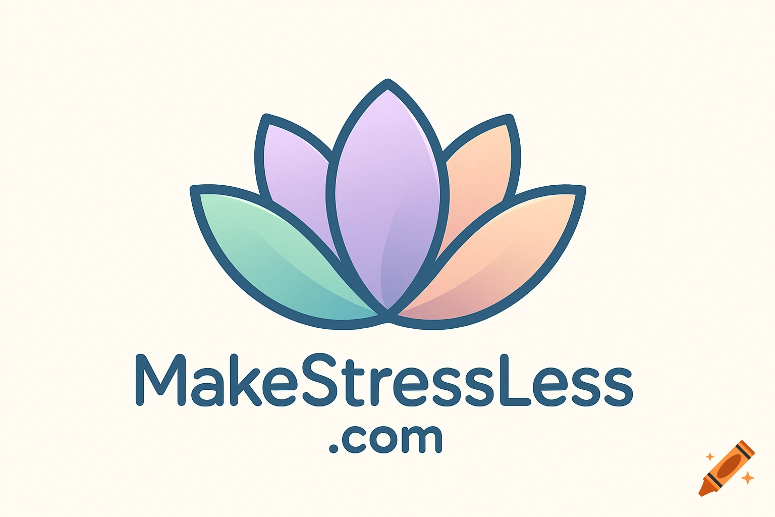A professional logo featuring a pastel-colored lotus flower above the text 'MakeStressLess.com' on a light background.