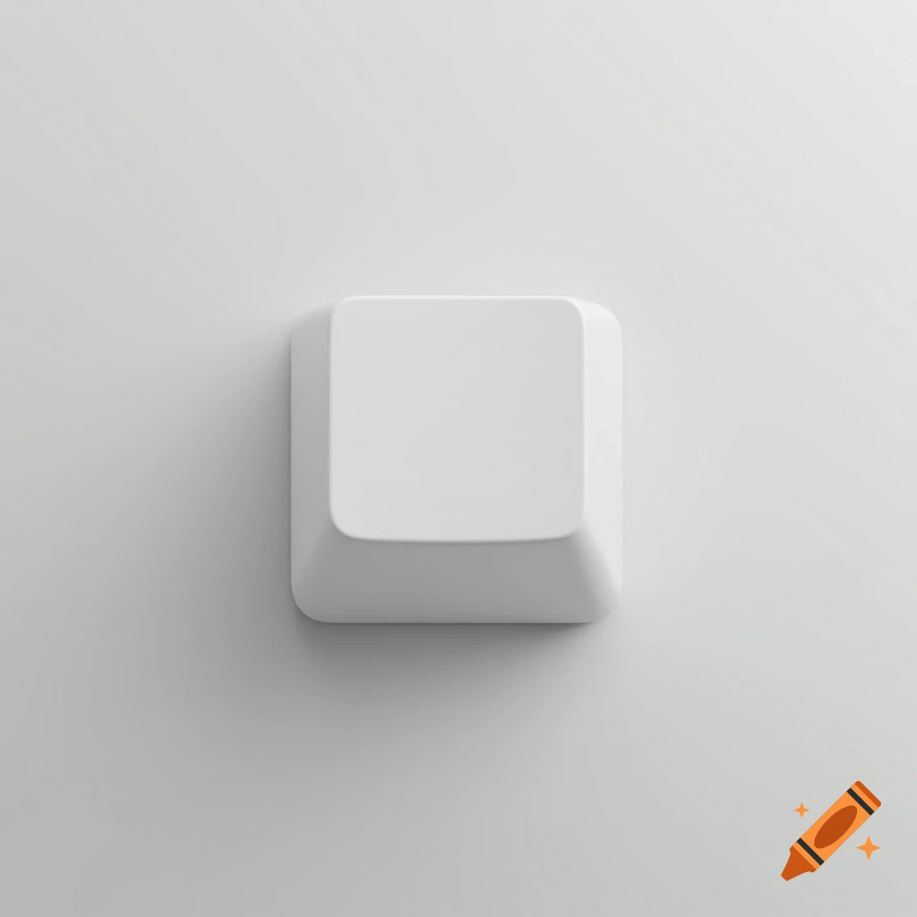 A blank white keyboard keycap viewed from above against a light gray background.
