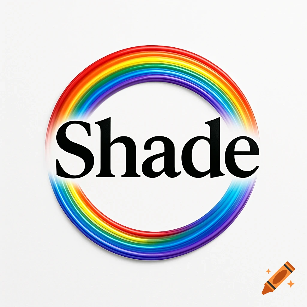The word 'Shade' in black font inside a vibrant rainbow-colored circular logo.