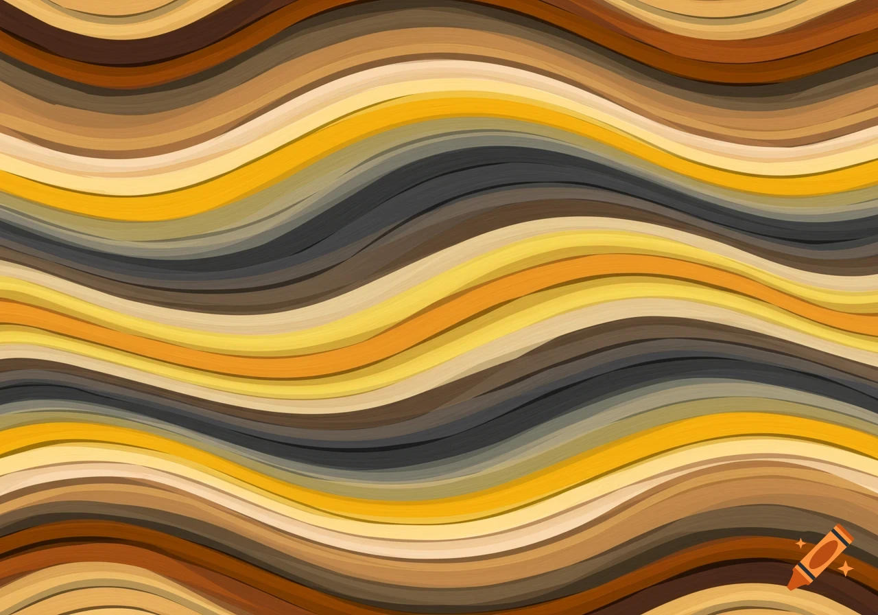 An abstract pattern of wavy lines in varying shades of brown, yellow, black, and grey.