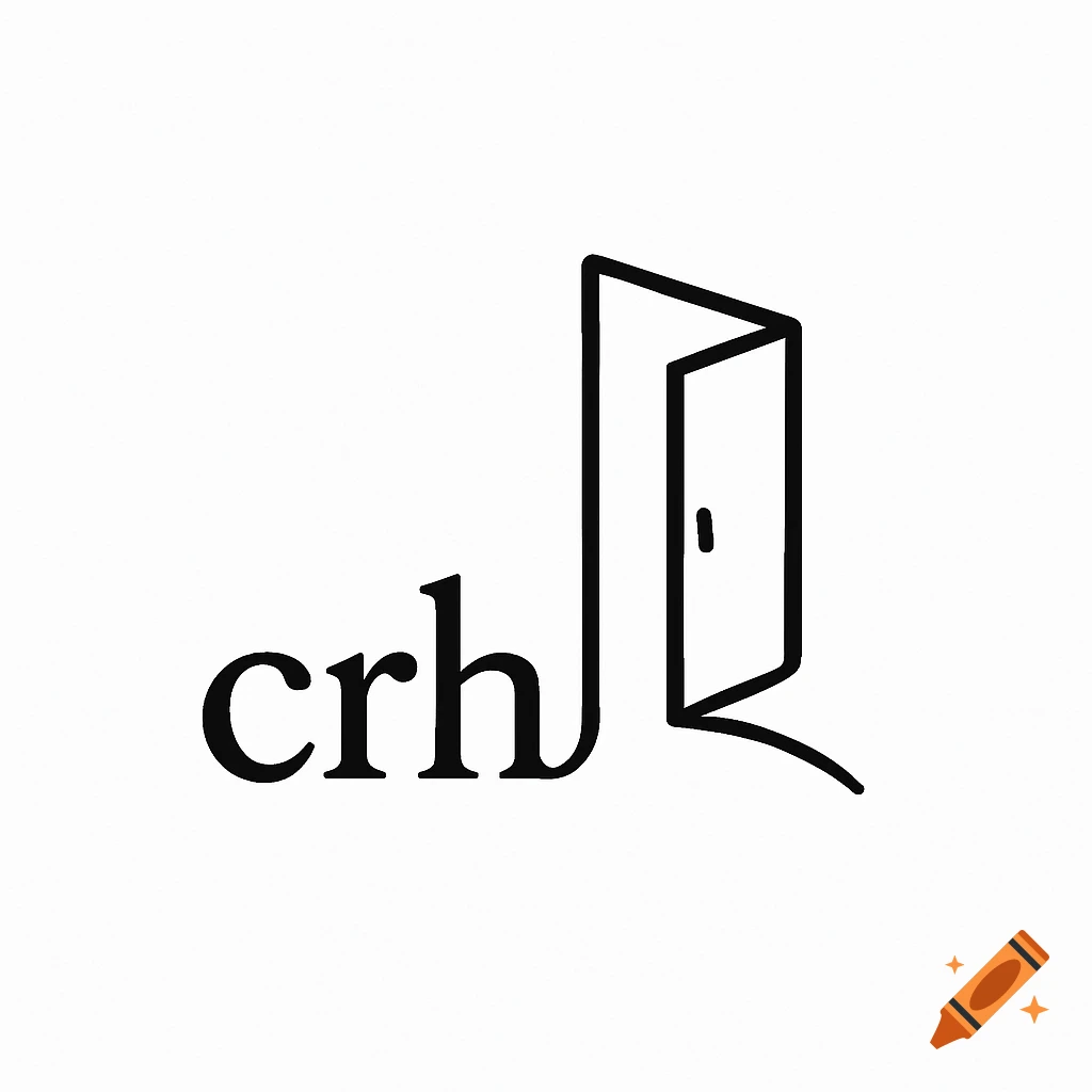 A minimalist logo with the lowercase letters 'crh' and the tail of the 'h' forming a simple line drawing of an open door.