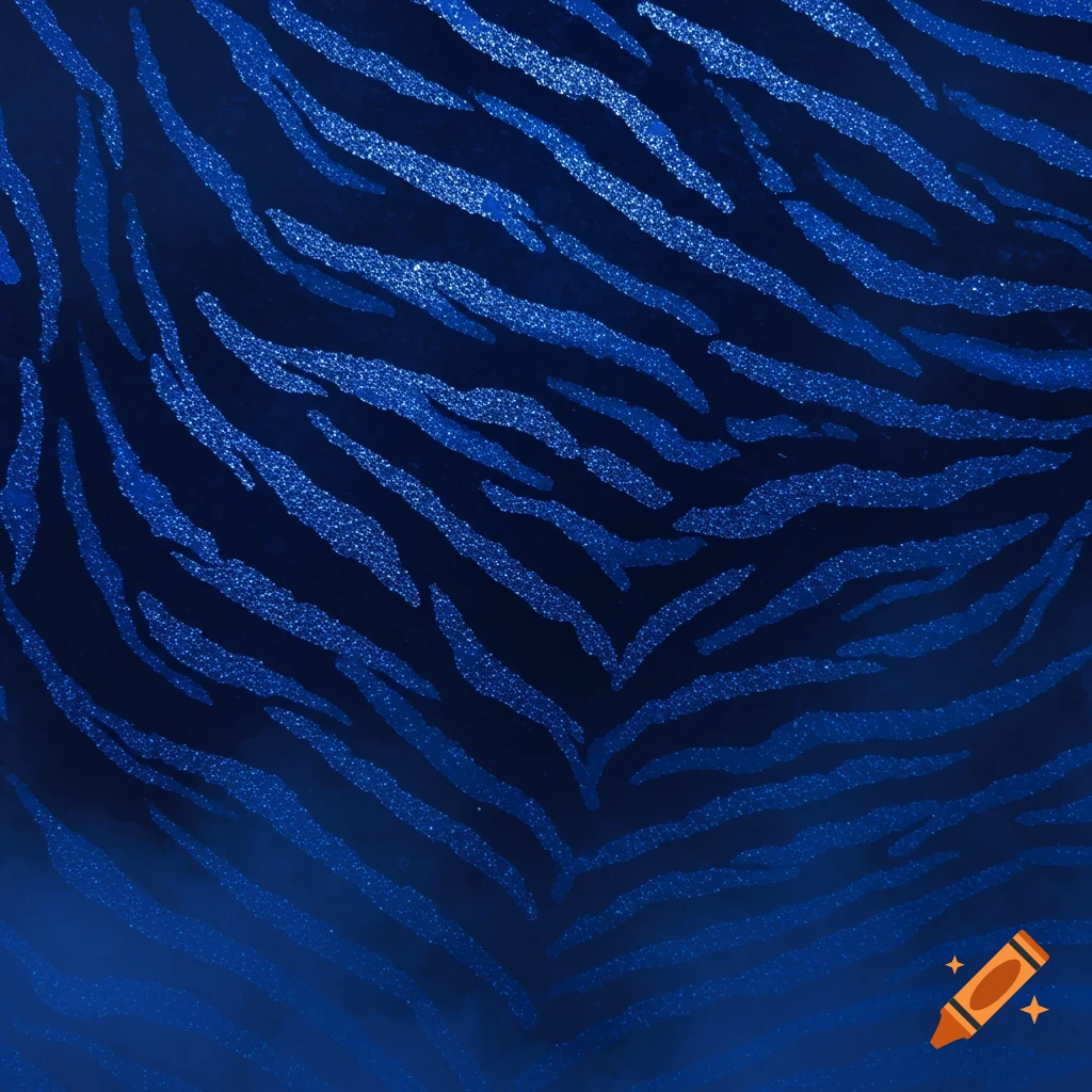 Royal blue tiger stripe pattern with shimmering glitter.