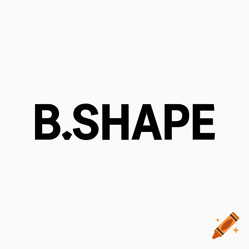 Minimalist black and white logo for B.SHAPE with bold sans-serif text