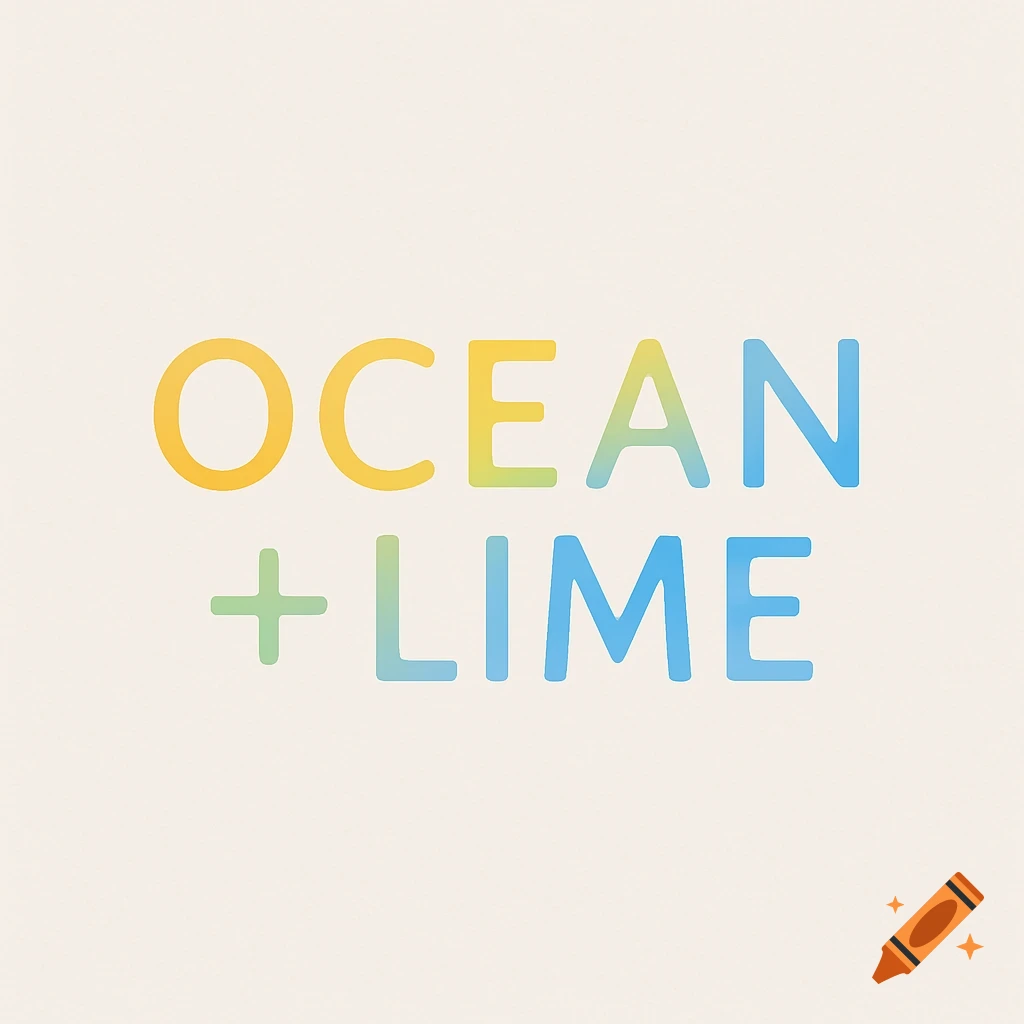 Logo with OCEAN in yellow-green gradient and LIME in green-blue gradient on a light background.
